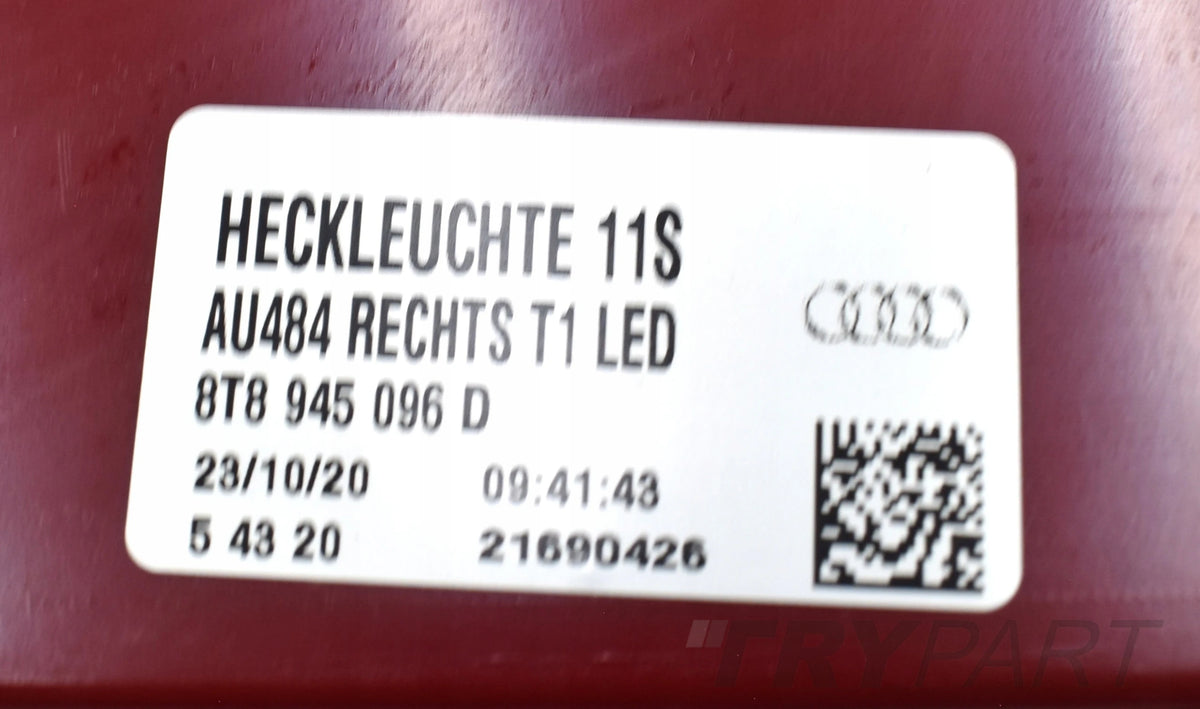 AUDI A5 8T8 SPORTBACK RIGHT REAR LED TAIL LIGHT EU GENUINE NEW
