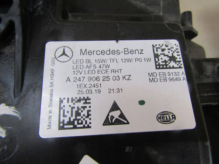MERCEDES B CLASS 247 W247 LED PERFORMANCE 18-22 LH HEADLIGHT A2479062503