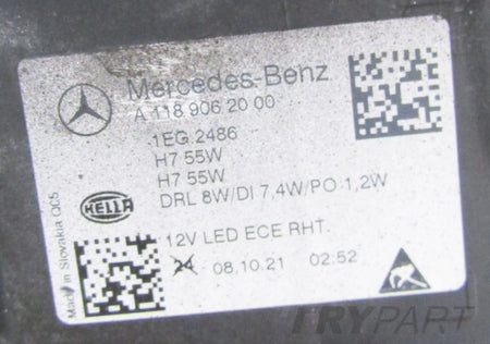 MERCEDES CLA W118 HEADLIGHT STANDARD RH 19-23 A1189062000